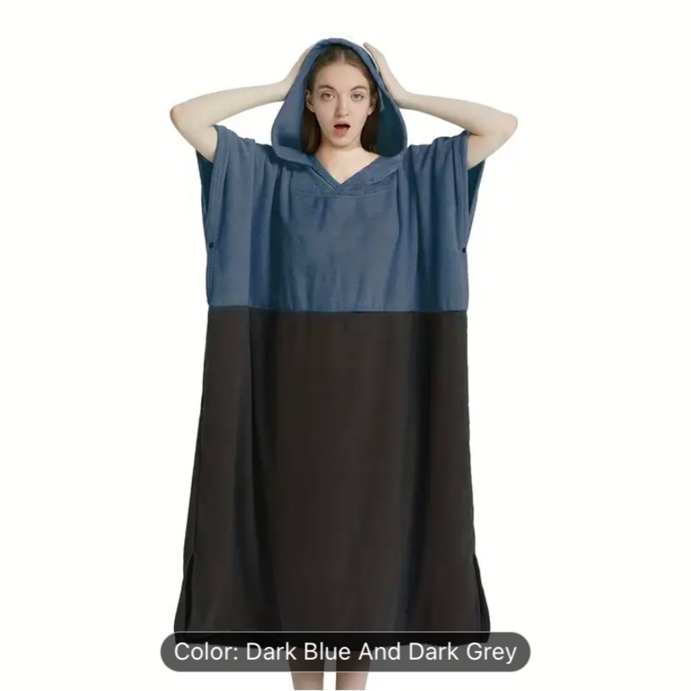 Surf poncho changing robe microfibre hooded beach towel snaps on side NWt